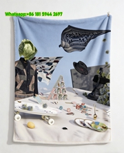 Hermès Inspired Surreal Cabbage Head Flannel Throw Blanket IMG_5155